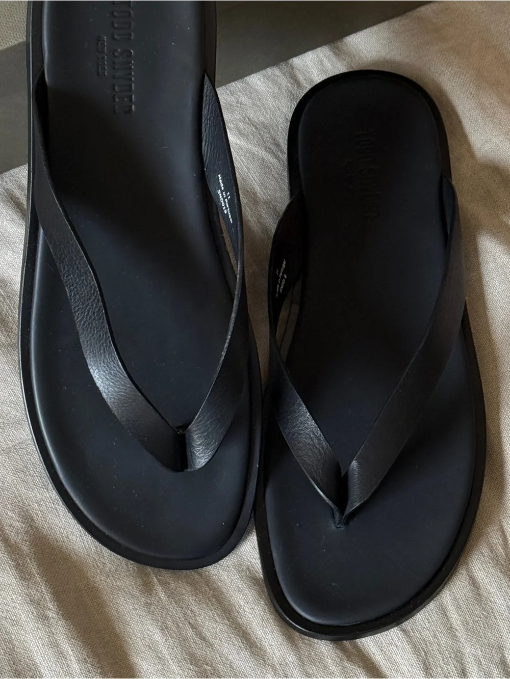 Todd Snyder Black Leather Thong Sandals NEW